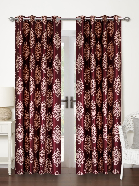 

Home Sizzler Maroon Set of 2 Printed Regular Long Door Curtain