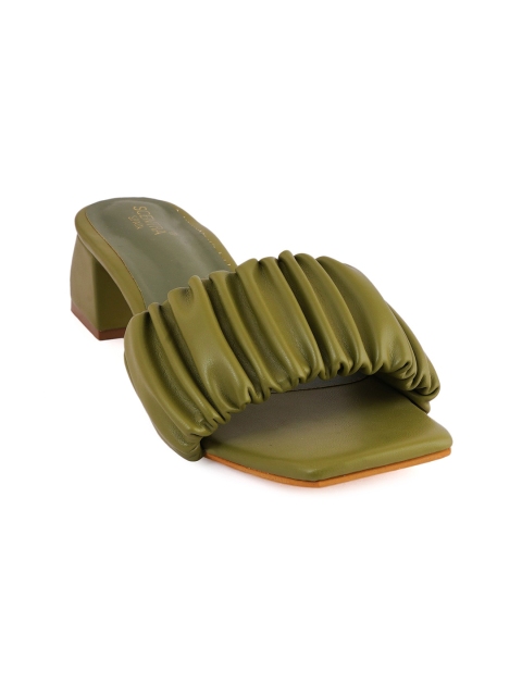

SCENTRA Green Textured Block Sandals