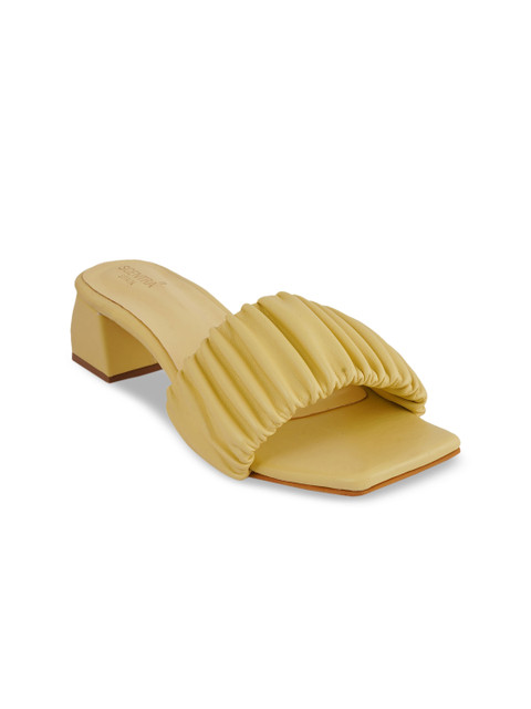 

SCENTRA Yellow Textured Block Mules