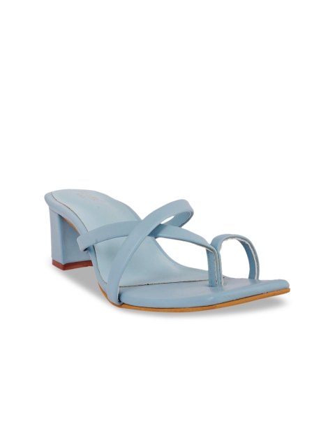 

SCENTRA Blue Solid Block Heel Open Toe Sandals