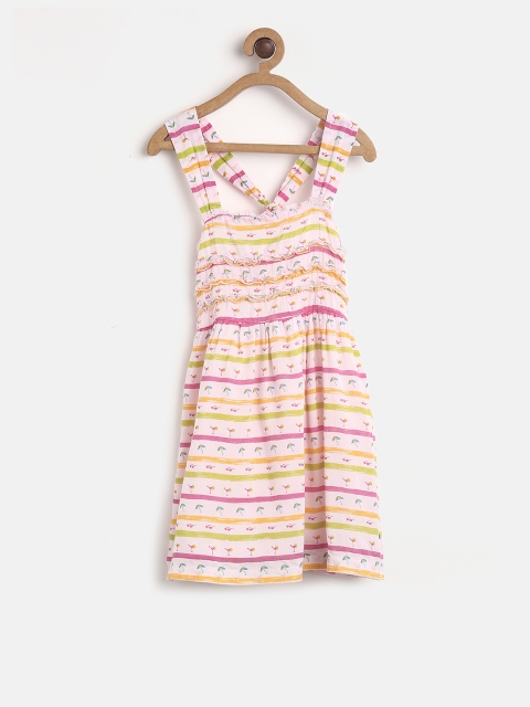 

FS Mini Klub Girls Pink Striped A-Line Dress