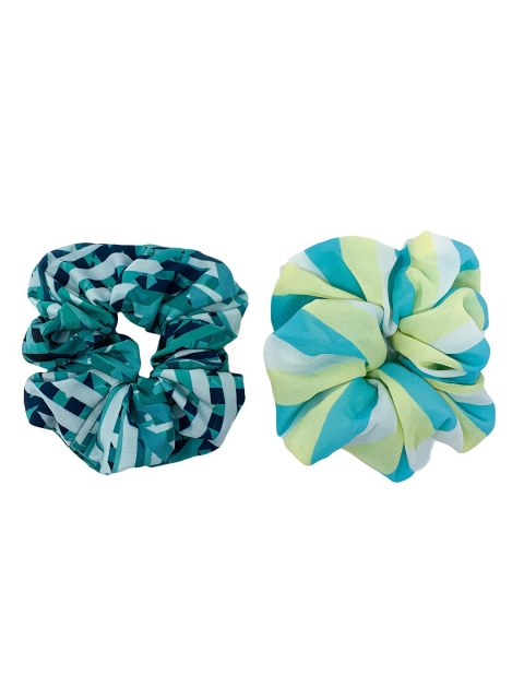 

Mint & Oak Women Set Of 2 Blue & Green Printed Ponytail Holders