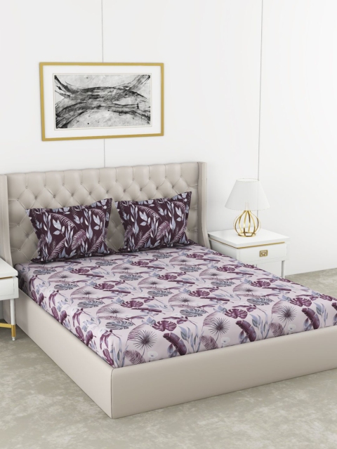 

BIANCA Burgundy Floral 210 TC Queen Bedsheet with 2 Pillow Covers