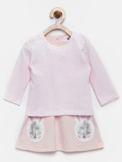 

FS Mini Klub Girls Pink Printed A-Line Dress with T-shirt