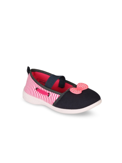 

Bubblegummers Girls Pink Striped Ballerinas with Bows Flats