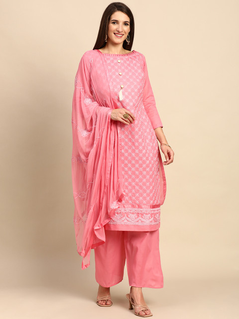 

Shaily Pink Embroidered Unstitched Dress Material