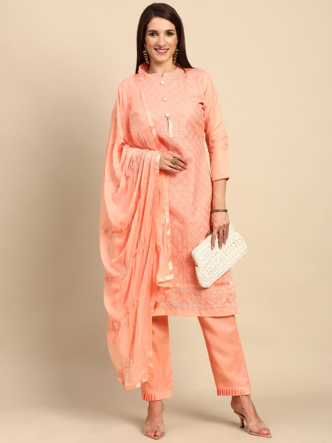 

Shaily Peach-Coloured Embroidered Unstitched Dress Material