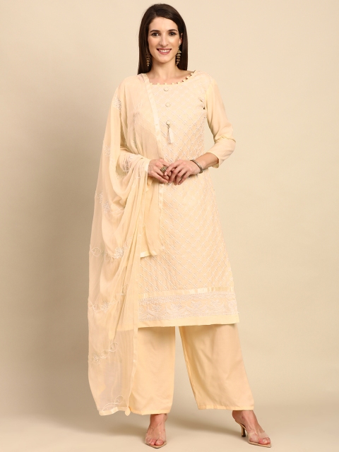 

Shaily Cream-Coloured & Off White Embroidered Unstitched Dress Material