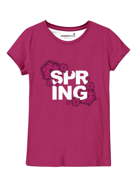 

mezmoda Girls Magenta Printed T-shirt