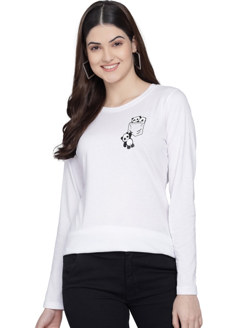 

PockMAN Women White Cotton T-shirt