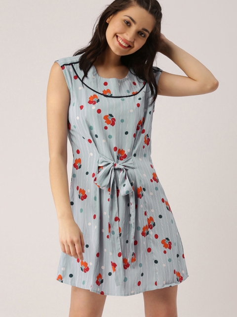 DressBerry Women Blue Printed A-Line Dress available at myntra for Rs.389