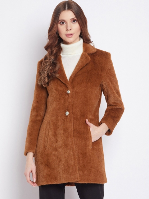 

Okane Women Rust Brown Solid Woolen Coat