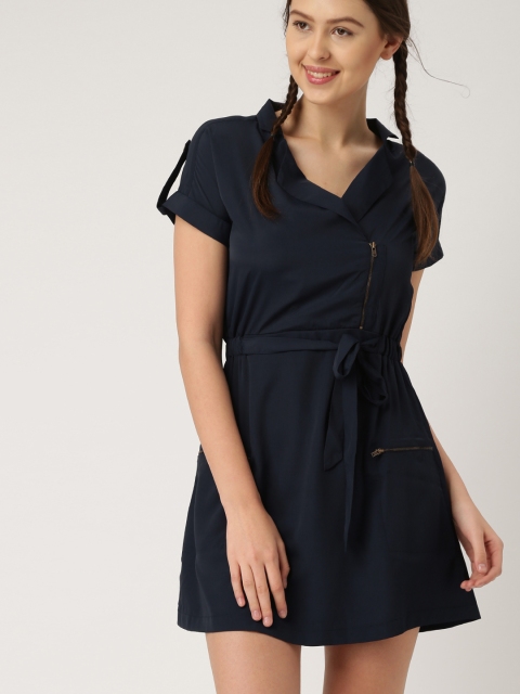 

DressBerry Women Navy Blue Solid Fit & Flare Dress