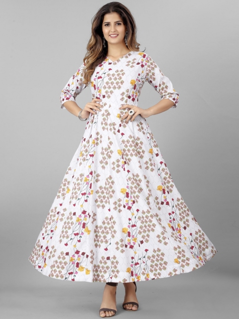

SHOPGARB Women White Floral Printed Floral Anarkali Kurta