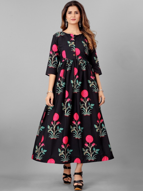 

SHOPGARB Women Black Floral Printed Floral Anarkali Kurta