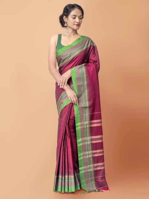 

Unnati Silks Purple & Green Pure Cotton Narayan Peth Saree