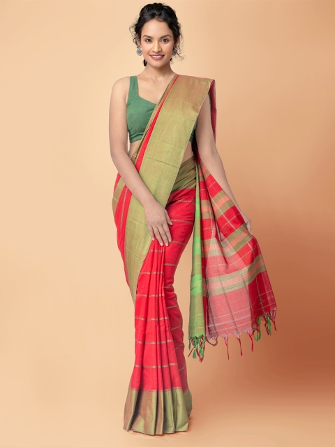 

Unnati Silks Red Woven Design Pure Handloom Sustainable Pavani Narayanpet Cotton Saree
