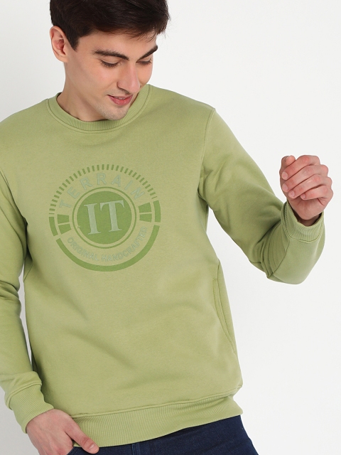 

Indian Terrain Men Green Printed Sweatshirt