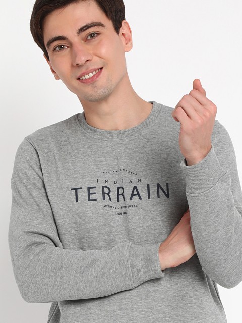 

Indian Terrain Men Grey Printed Sweatshirt