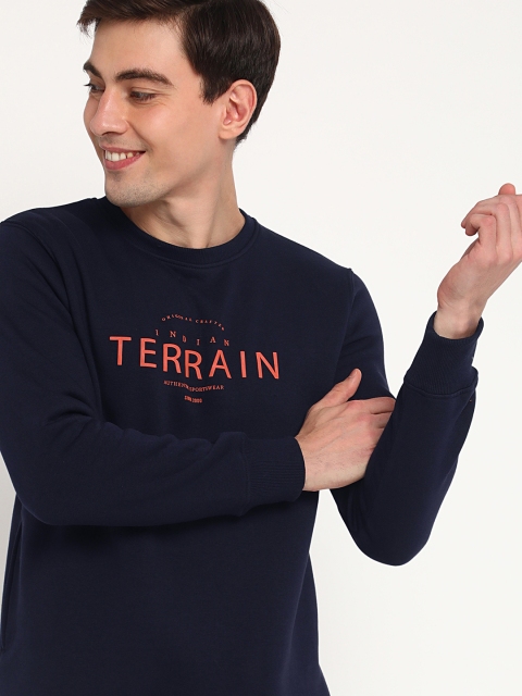 

Indian Terrain Men Navy Blue Printed Sweatshirt