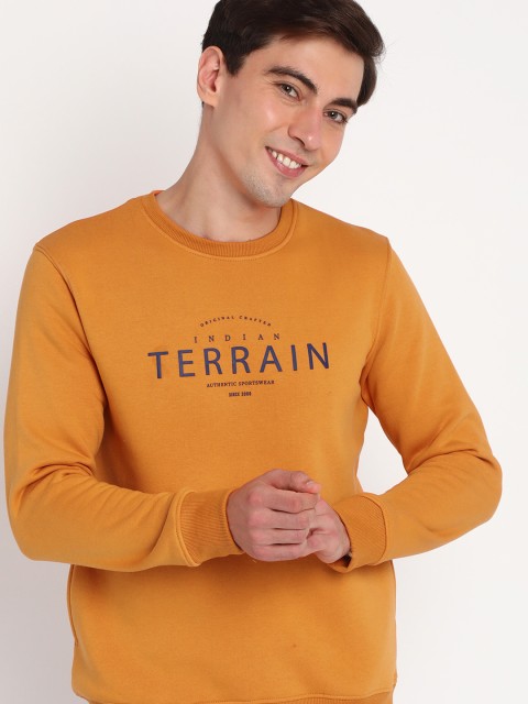 

Indian Terrain Men Orange Printed Sweatshirt