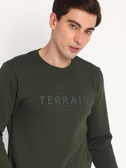 

Indian Terrain Men Green Printed Sweatshirt