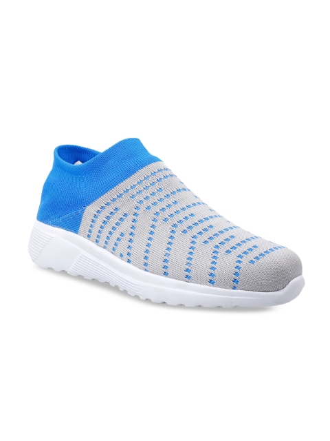 

BUCIK Men Grey & Blue Woven Design Slip-On Sneakers