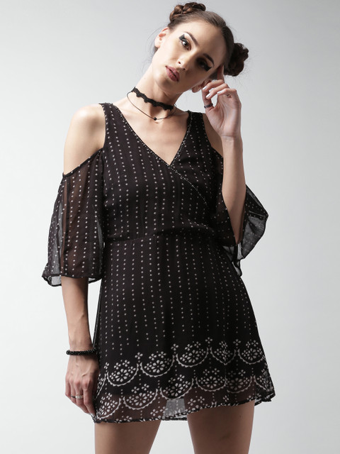 

LOVE GEN Women Black Printed A-Line Dress