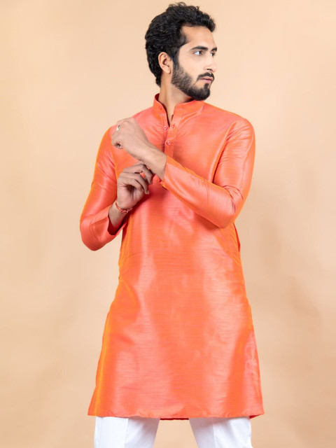 

Tistabene Men Orange & White Kurta