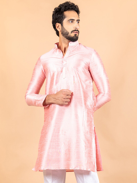 

Tistabene Men Pink Solid Kurta