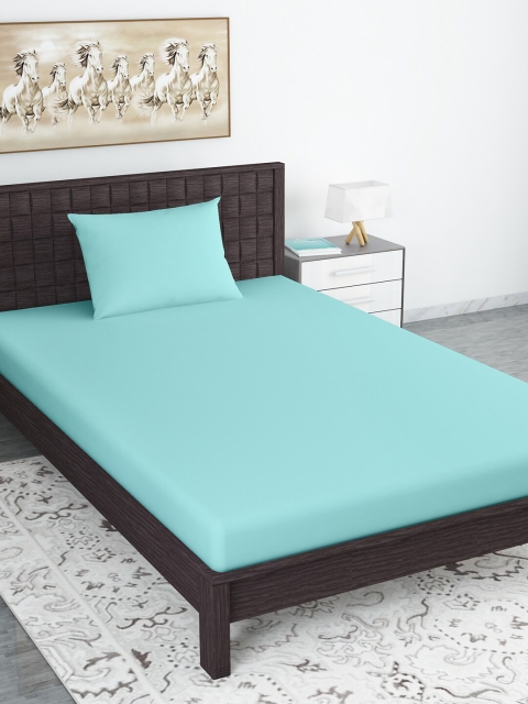 

Divine Casa Blue Solid 110 TC Single Bedsheet With Single Pillow Cover