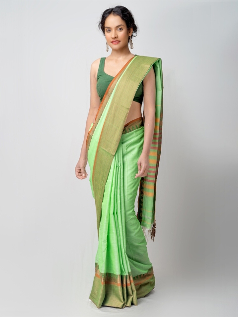 

Unnati Silks Green & Brown Pure Cotton Narayan Peth Saree