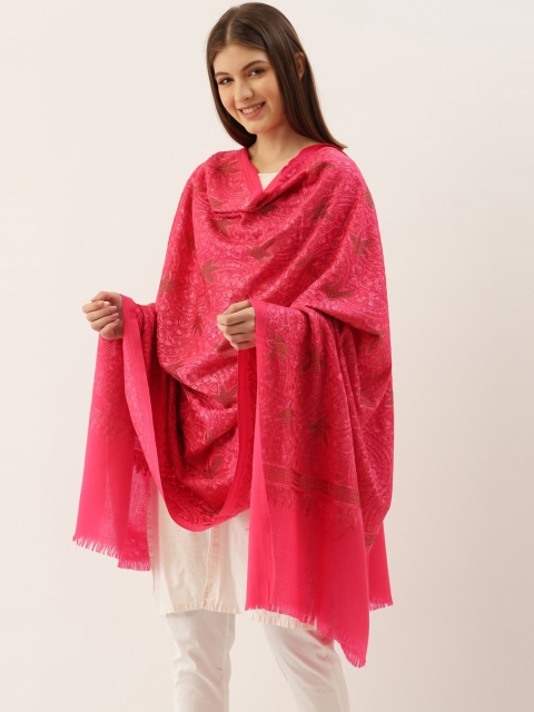 

Pashmoda Woman Pink Embroidered Woolen Shawl