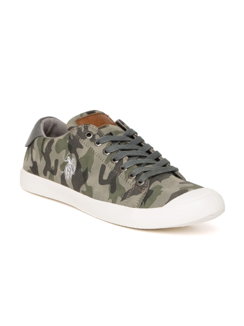 

U.S. Polo Assn. Men Olive Green & Beige Camouflage Print Sneakers
