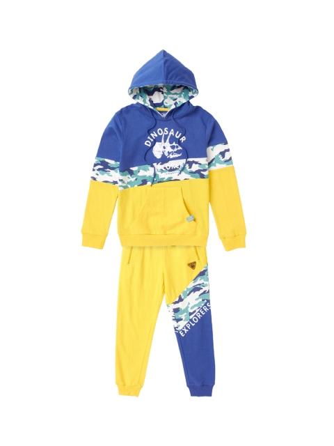 

Cub McPaws Boys Blue & Yellow Colourblocked Cotton Tracksuit