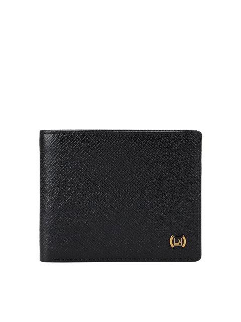 

Da Milano Men Black Textured Leather Two Fold Wallet