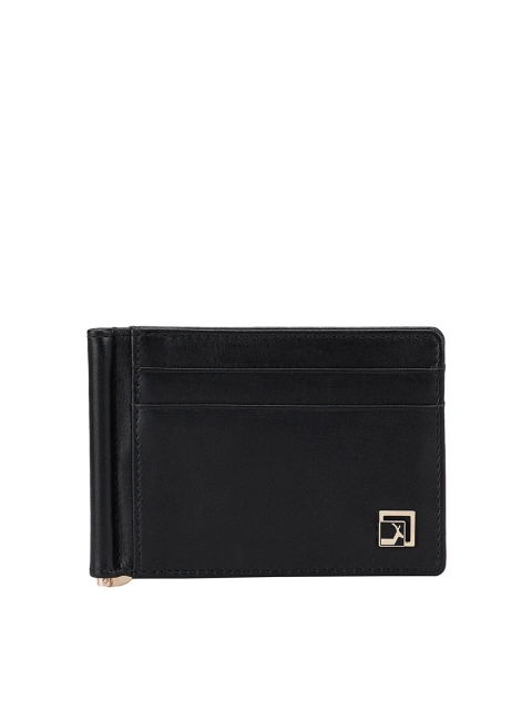 

Da Milano Men Black Textured Leather Two Fold Wallet