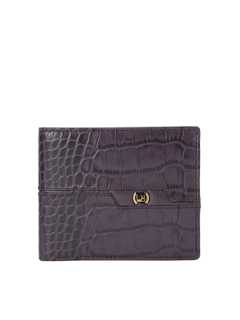 

Da Milano Men Grey & Gold-Toned Textured Leather Two Fold Wallet
