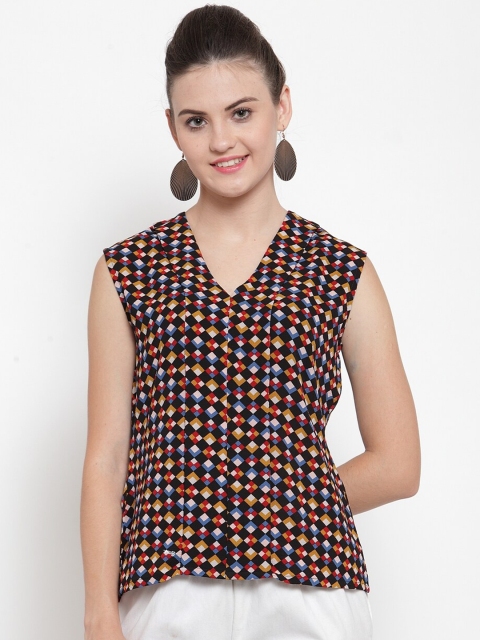 

armure Multicoloured Geometric Print Crepe Top, Multi