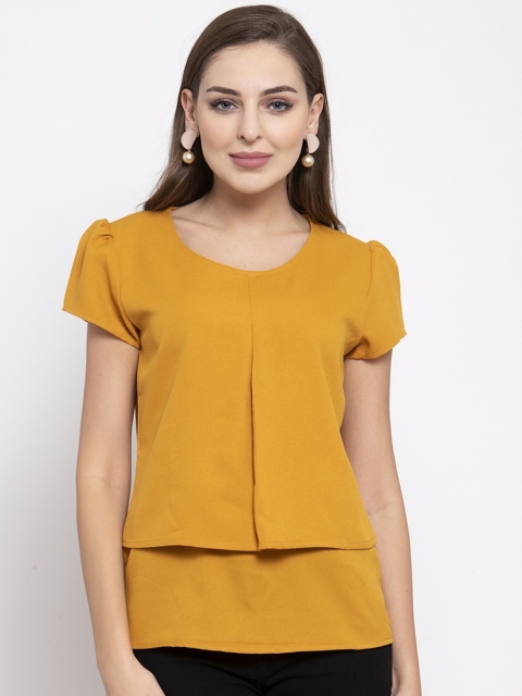 

armure Yellow Crepe Tiered Top