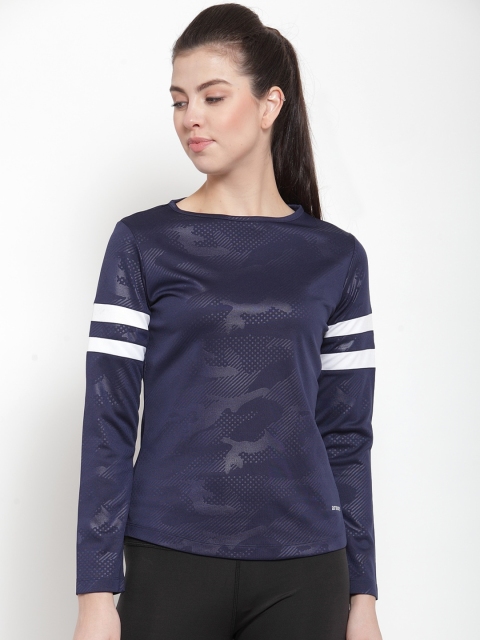 

armure Blue Satin Top With Stripes On The Sleeves