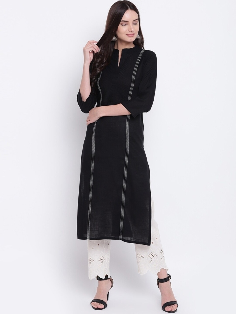 

Be Indi Women Black Thread Work Kurta