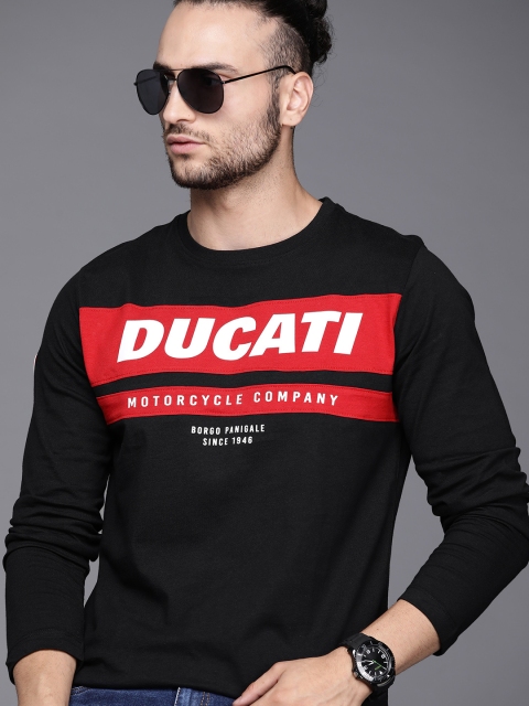 

Ducati Men Black & Red Typography Printed Pure Cotton T-shirt