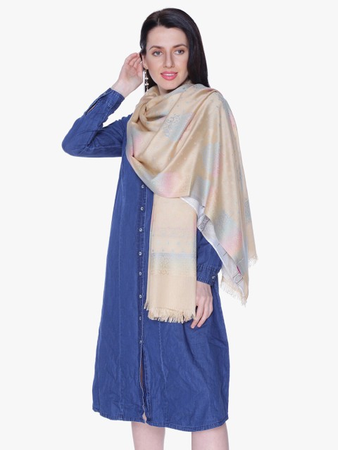 

Scarves & Glitters Women Beige Ethnic motifs Woven Design Stole