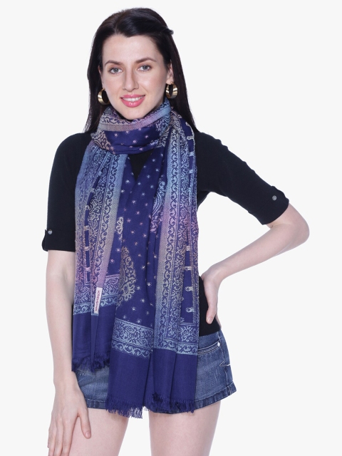 

Scarves & Glitters Women Navy Blue Woven Design Stole