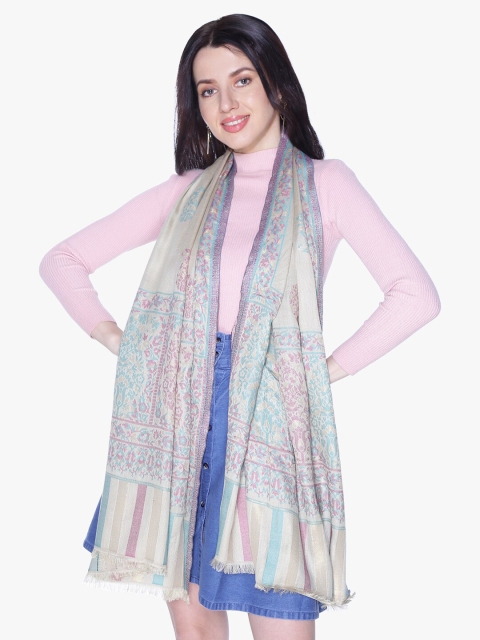 

Scarves & Glitters Women Off White & Purple Woven Design Modal Stole