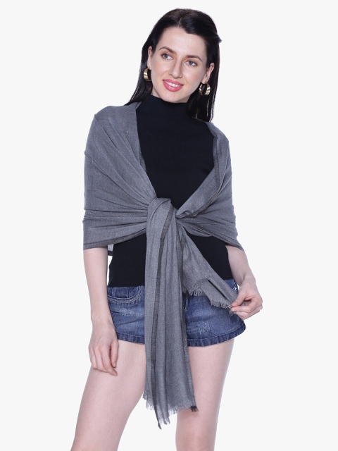 

Scarves & Glitters Women Grey Solid Stole