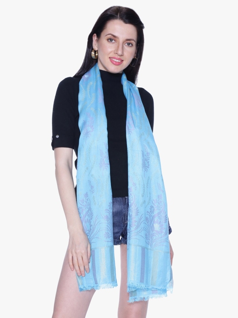 

Scarves & Glitters Women Turquoise Blue Woven Design Stole