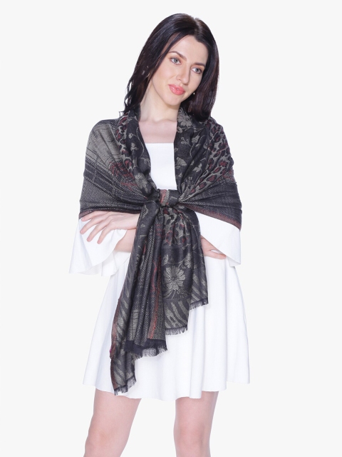 

Scarves & Glitters Women Black & Grey Woven Design Stole