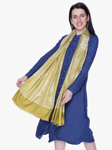 

Scarves & Glitters Women Mustard Yellow & Silver-Coloured Woven Design Stole